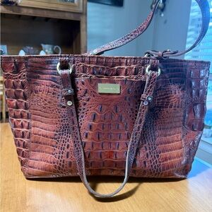 Designer-Style Croc-Embossed Women's Tote in Brown